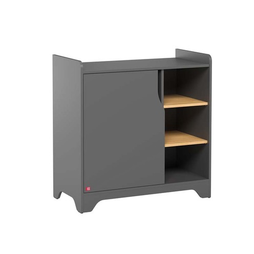 Chambre TRIO Lit 70x140 Commode Armoire LEAF Graphite/Bois - VOX