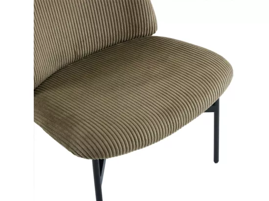 Fauteuil en velours côtelé vert kaki - Petra