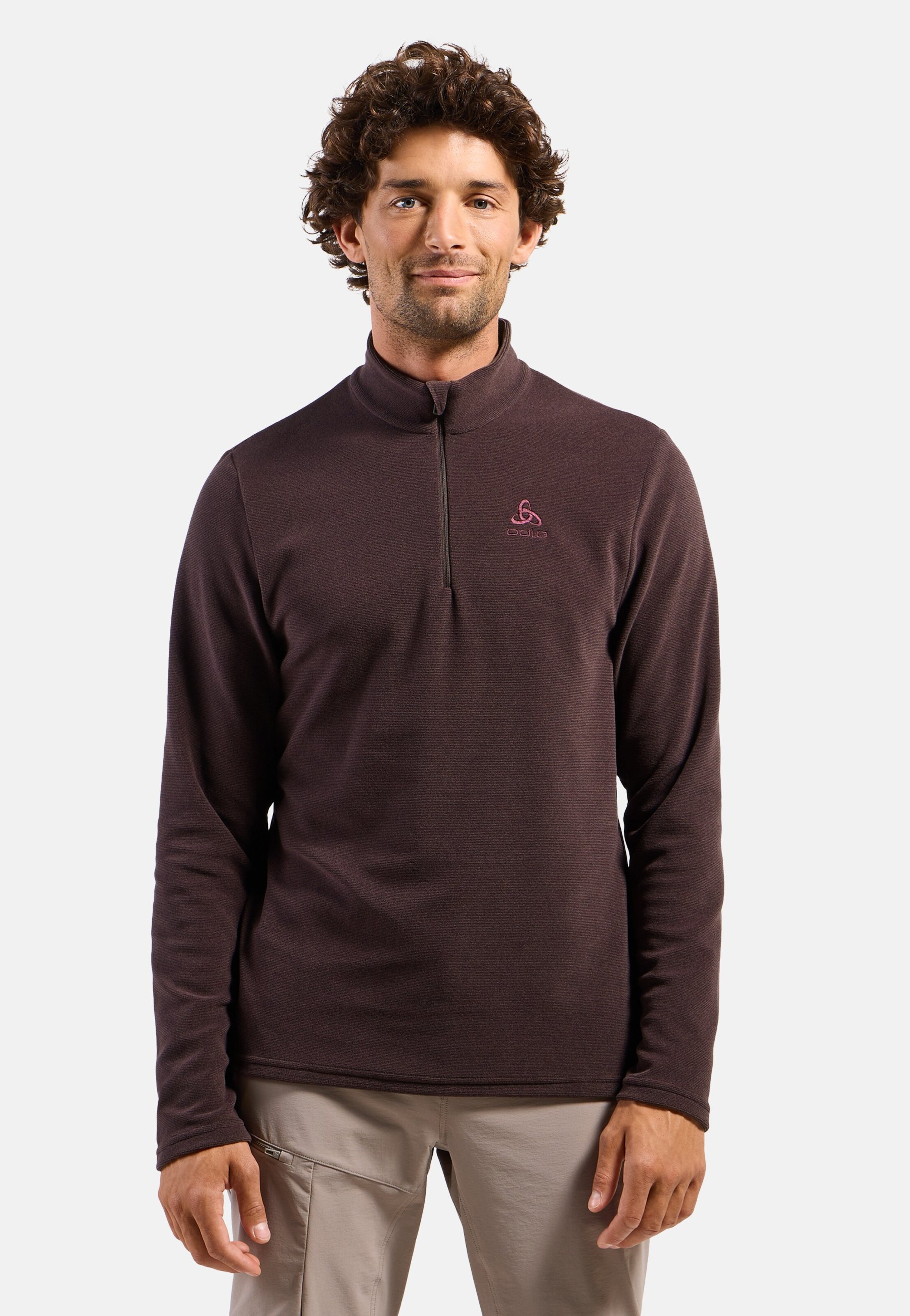 Herren Roy Mid Layer mit Halbreißverschluss in fudge - black