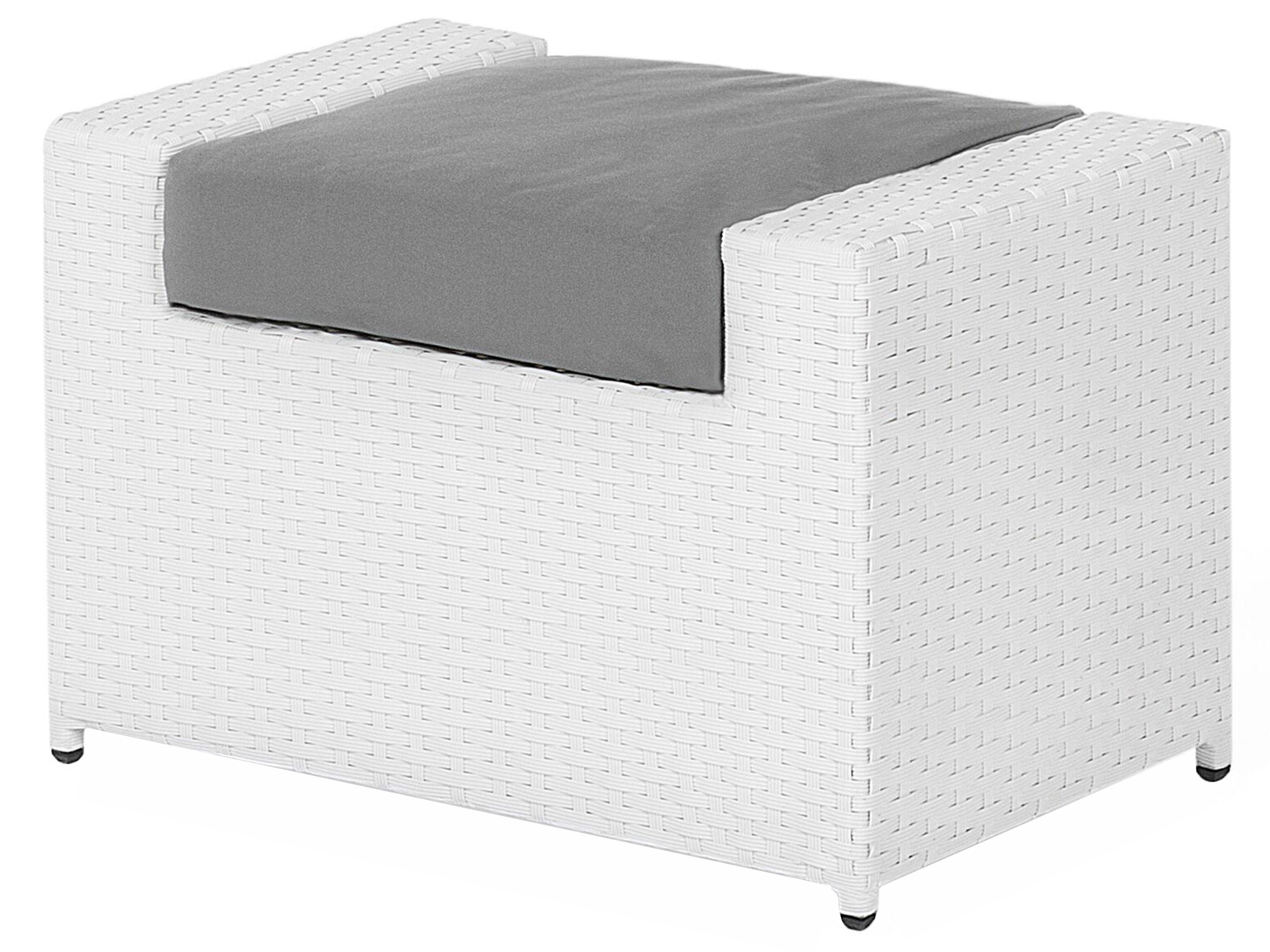 Loungeset met tafel en ottomaan 6-zits ROMA PE rotan Wit