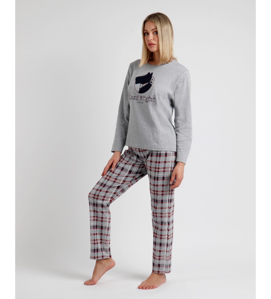 Pijama de manga comprida Admas Lou Lou Goodnight cinza