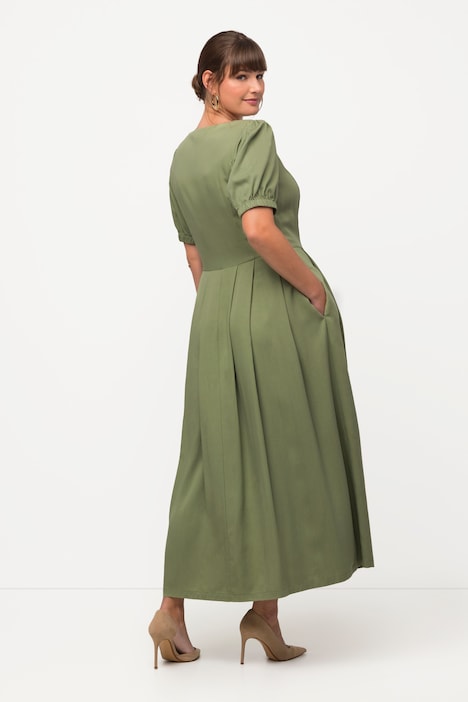 Midikleid, Jeansoptik, Rundhals, Puff-Halbarm