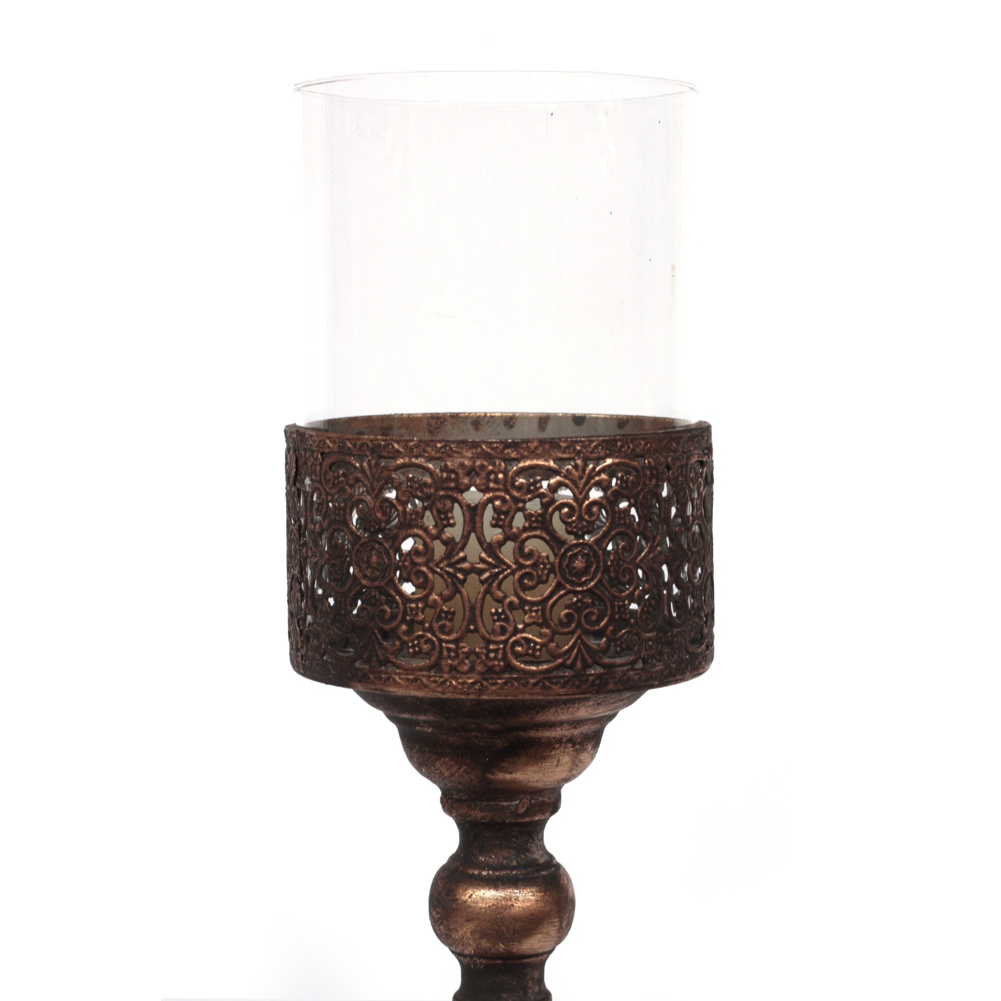 Pokal-Windlicht, antik kupfer, H 50 cm, Ø 13,5 cm von fischer's lagerhaus