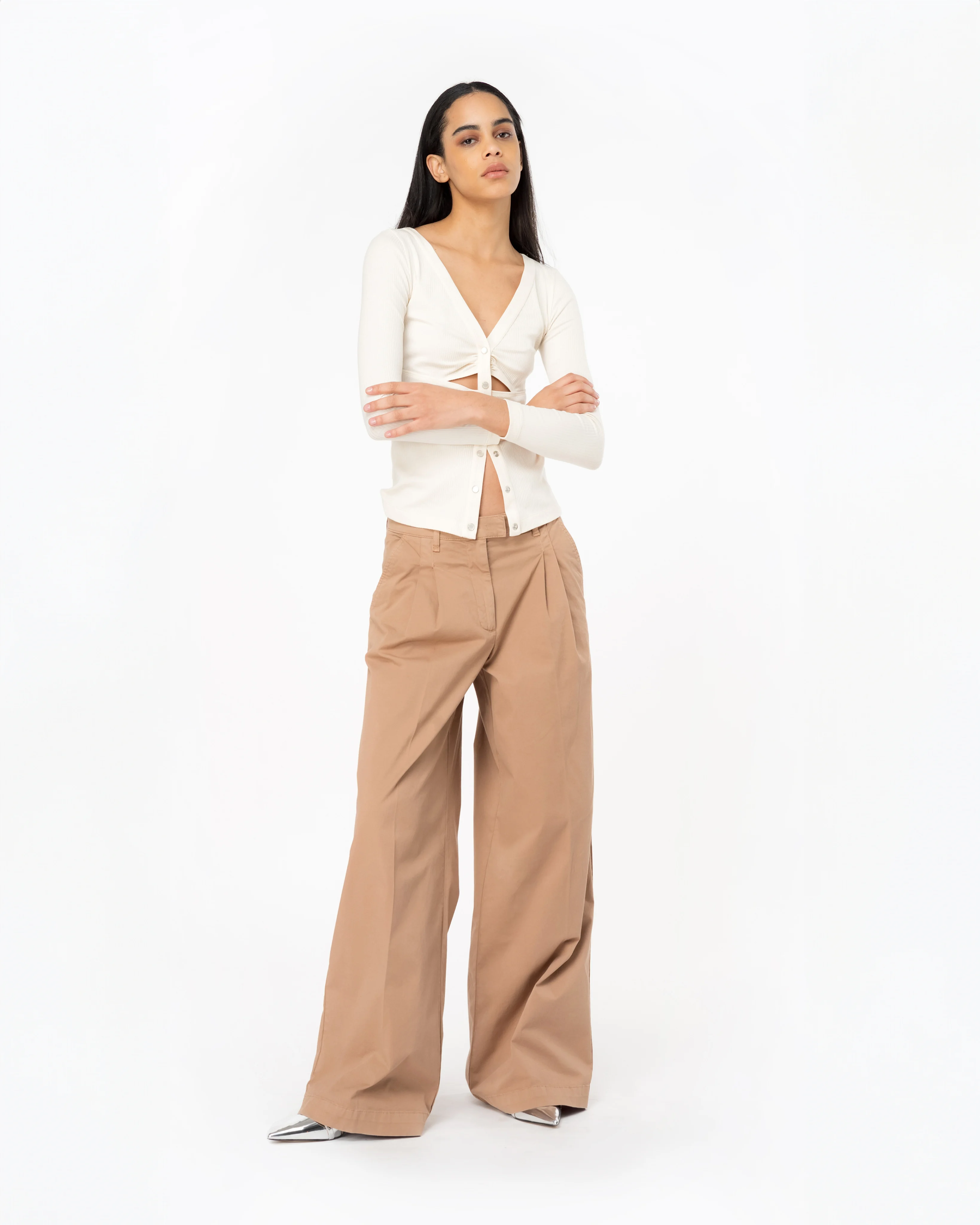 Pull côtelée avec boutons façon nacre | Rose