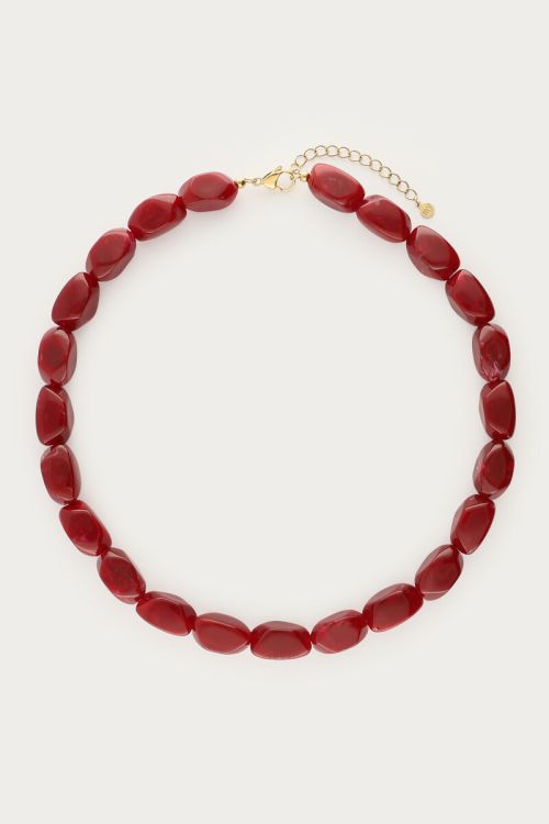 Burgundy statement ketting met ovalen kralen