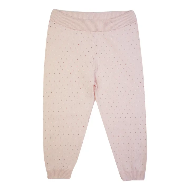 La Petite Collection Legging Maille Coton Recyclé Ajouré | Rose pâle