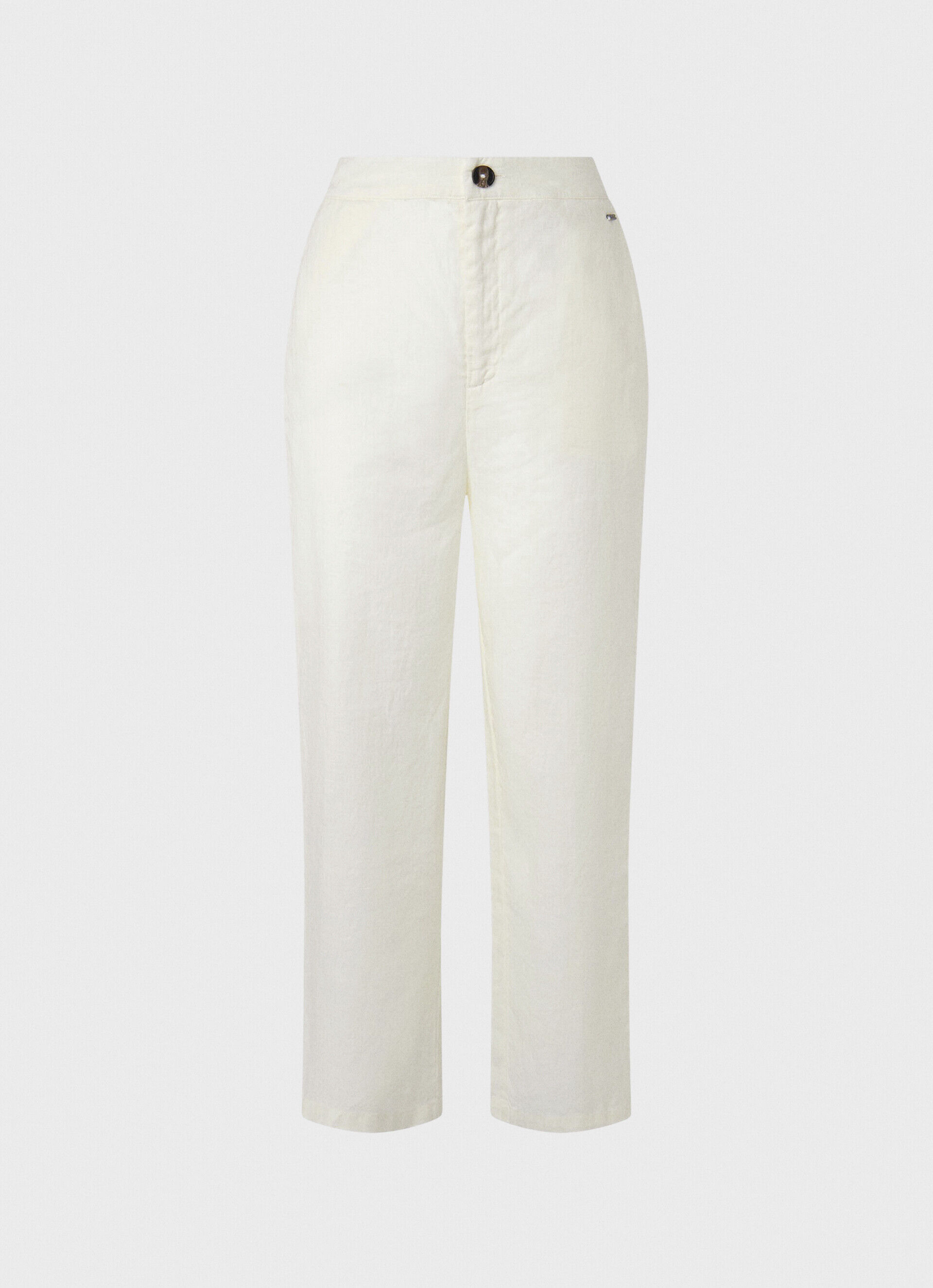 Calça reta em tecido fluido - branco mousse