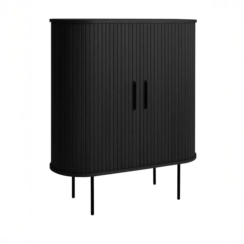 Kast Zwart Eikenhout - Incl Glazenrek - 118cm - Nola