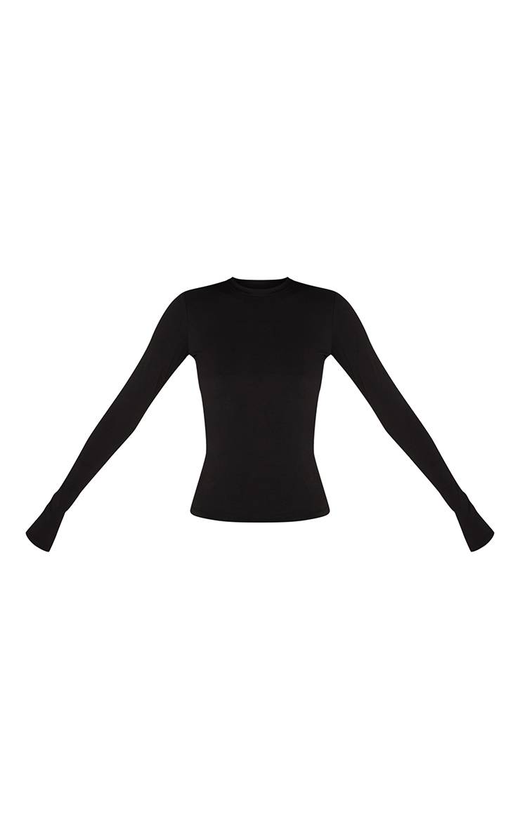 Noir T-shirt Tall Manches Longues Sculptant Contour
