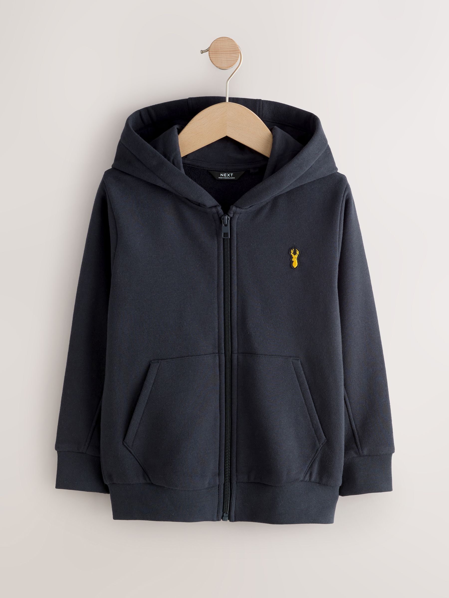 Donkerblauw - Hoodie met logo en ritssluiting (3-16jr)