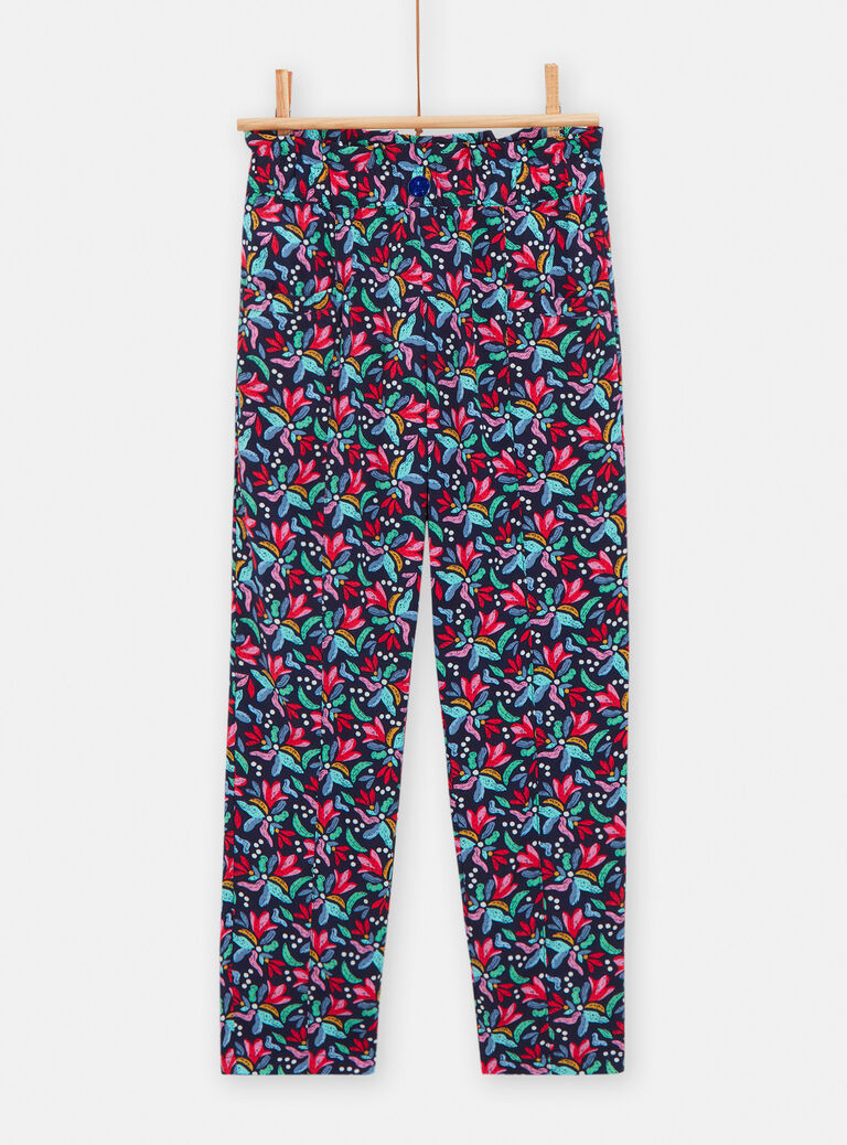Pantalon fluide imprimé abstrait coloré pour fille