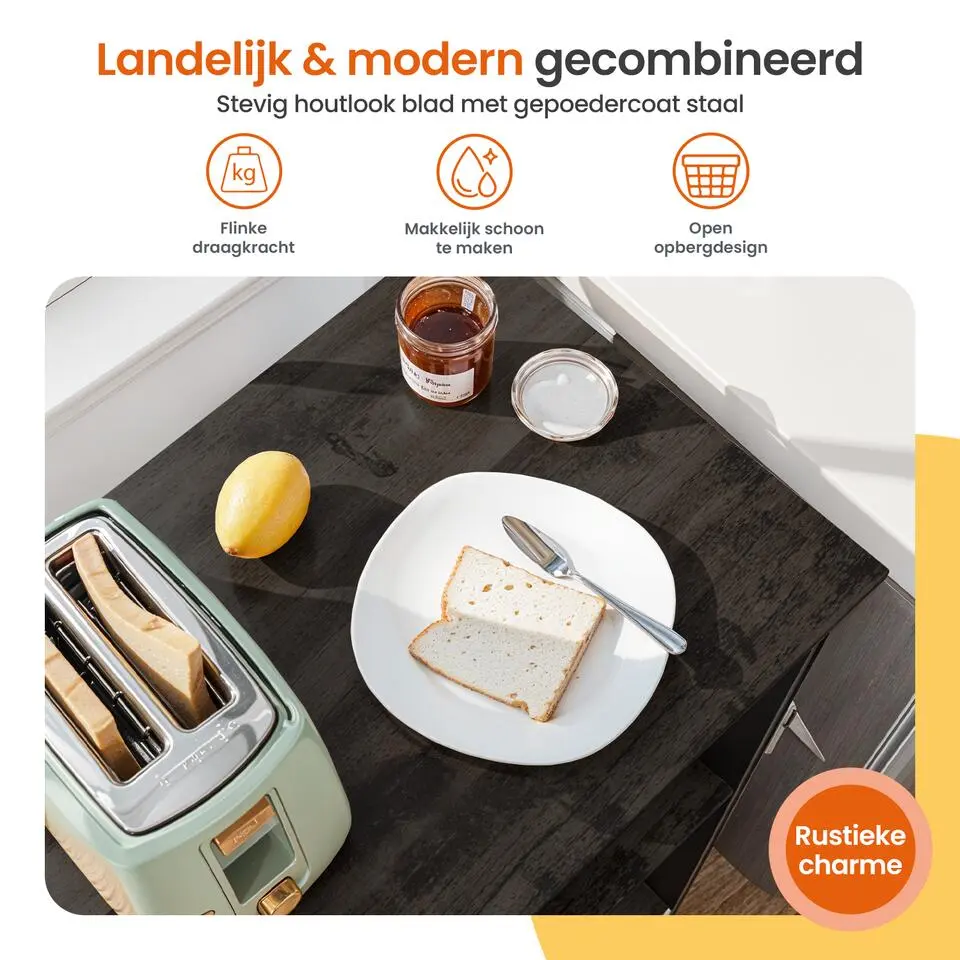 Goliving Keukentrolley - Keukenkast - Keukenrek - Keuken Organizer - Zwart