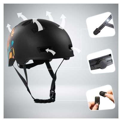 Casque vélo et skate | Fleur Noire L (57-61 cm) | Certifié EN1078