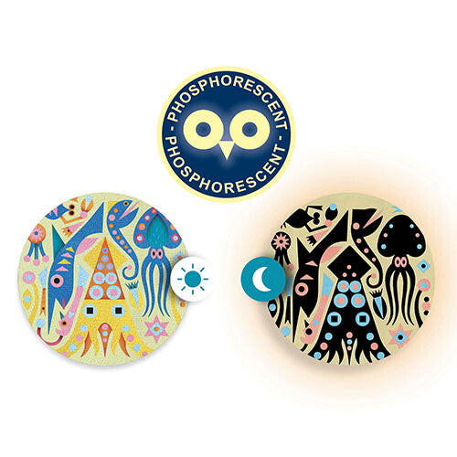 Djeco gekleurd zand glow in the dark - zeedieren
