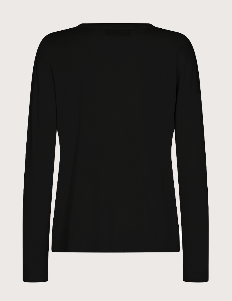 MOS MOSH T-SHIRT FEMME MANCHES LONGUES COL V SWANN NOIR