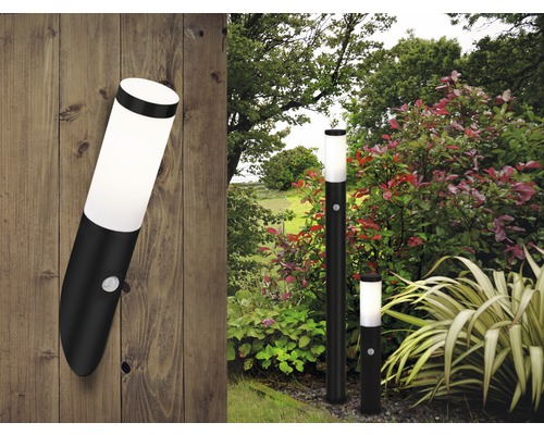 Sensor buiten sokkellamp IP44 1-lichts H 45 cm Dody zwart