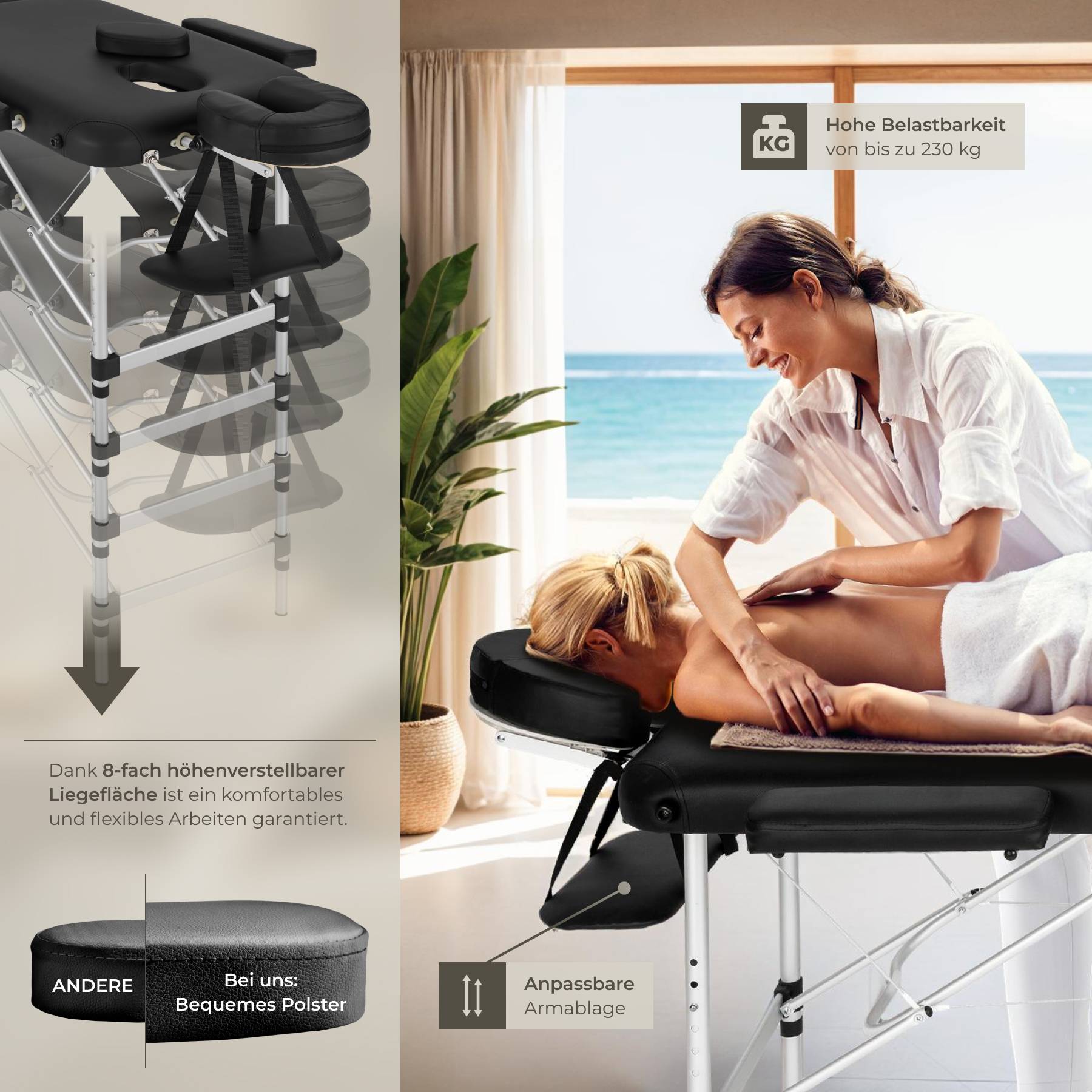 2 Zonen Massageliege