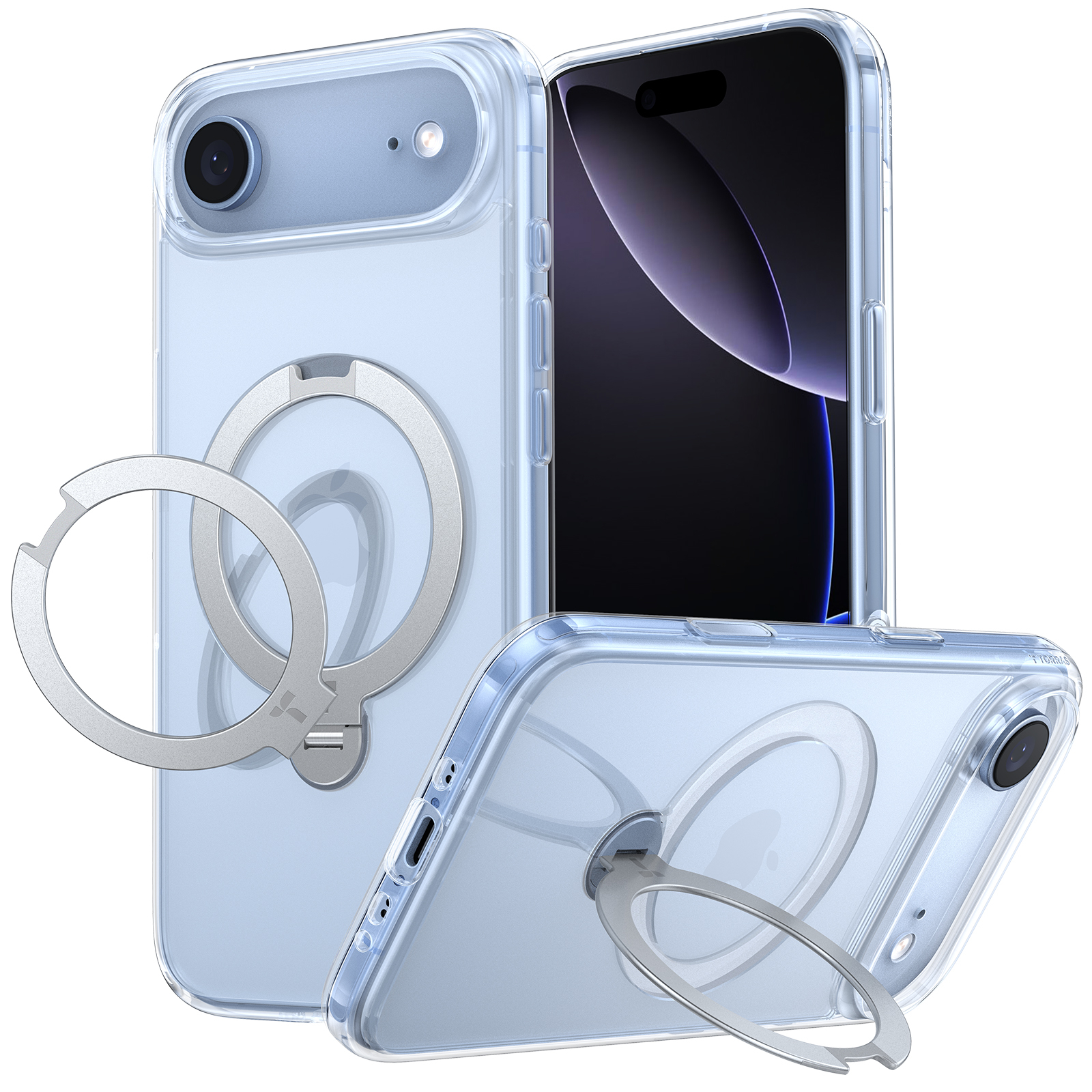 iPhone Air Ostand 360° Spin MagSafe Hybrid Hardcase Hülle Ring Stand   Kickstand - Transparent