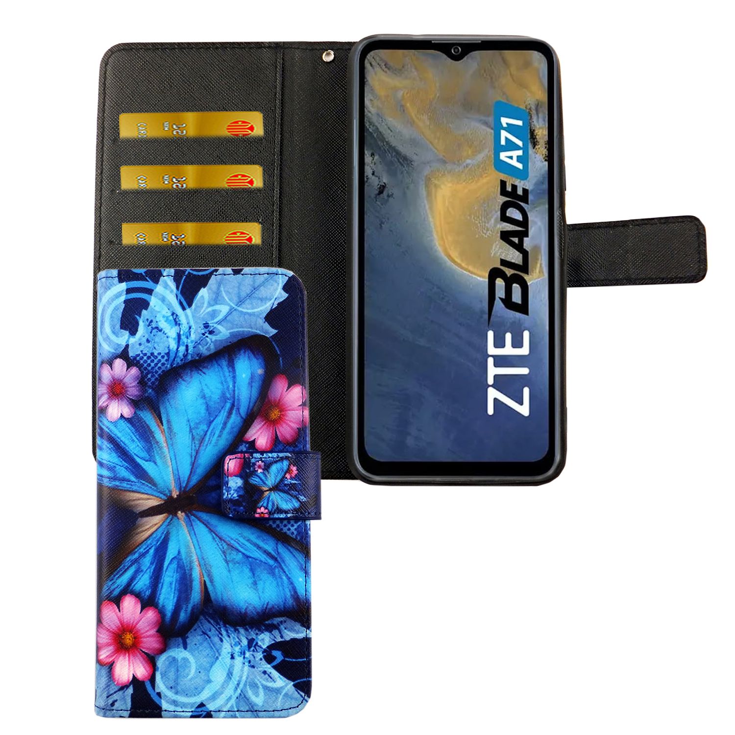 Handyhülle für ZTE Blade A71 Case Cover Schutztasche Schutzhülle Bookstyle Neu