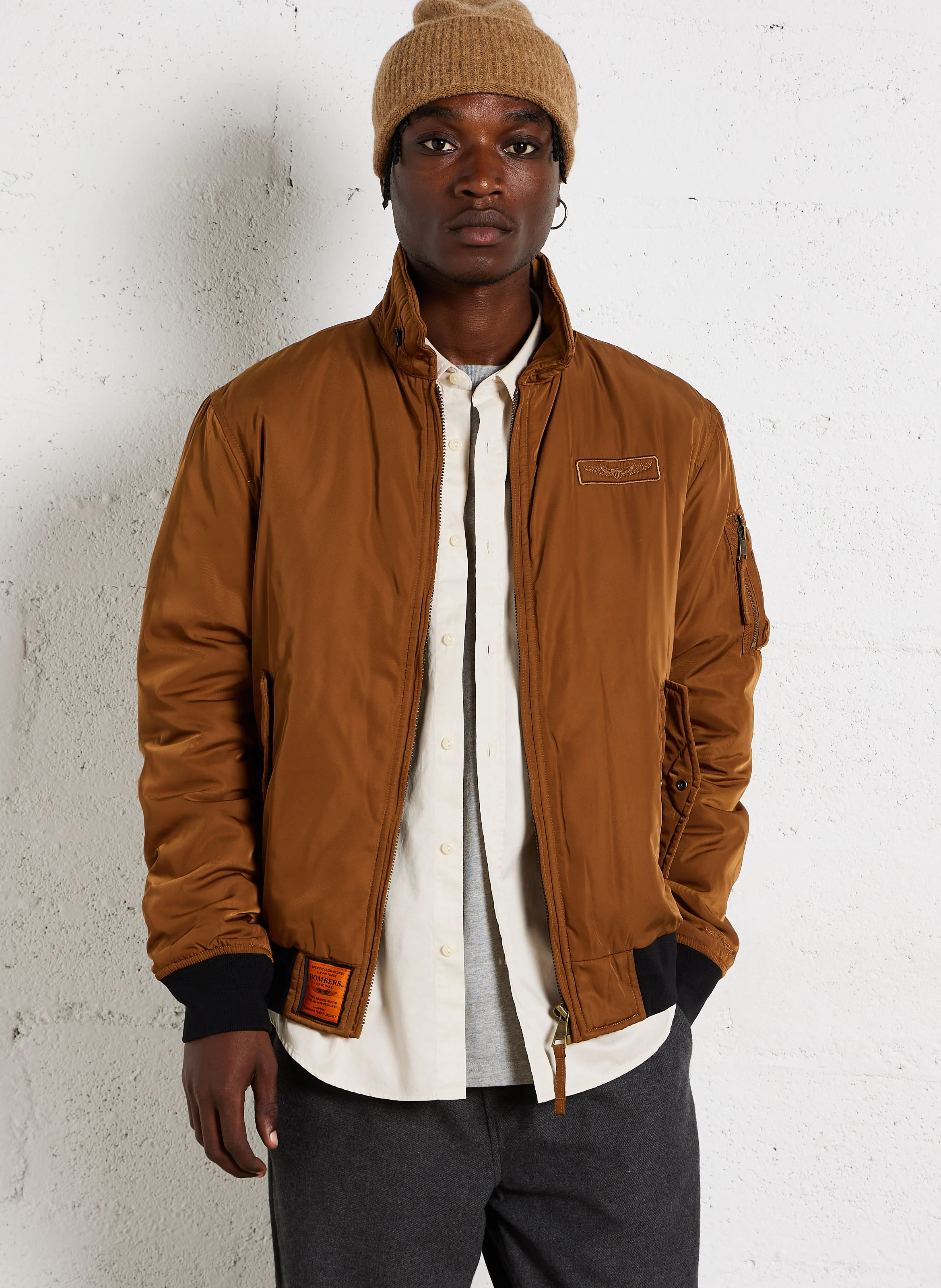 CORNELL - Blouson col à revers droit | Marron