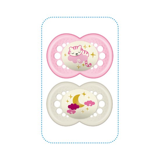 Lot de 2 sucettes silicone nuit 18m+   Aléatoire        de               Mam