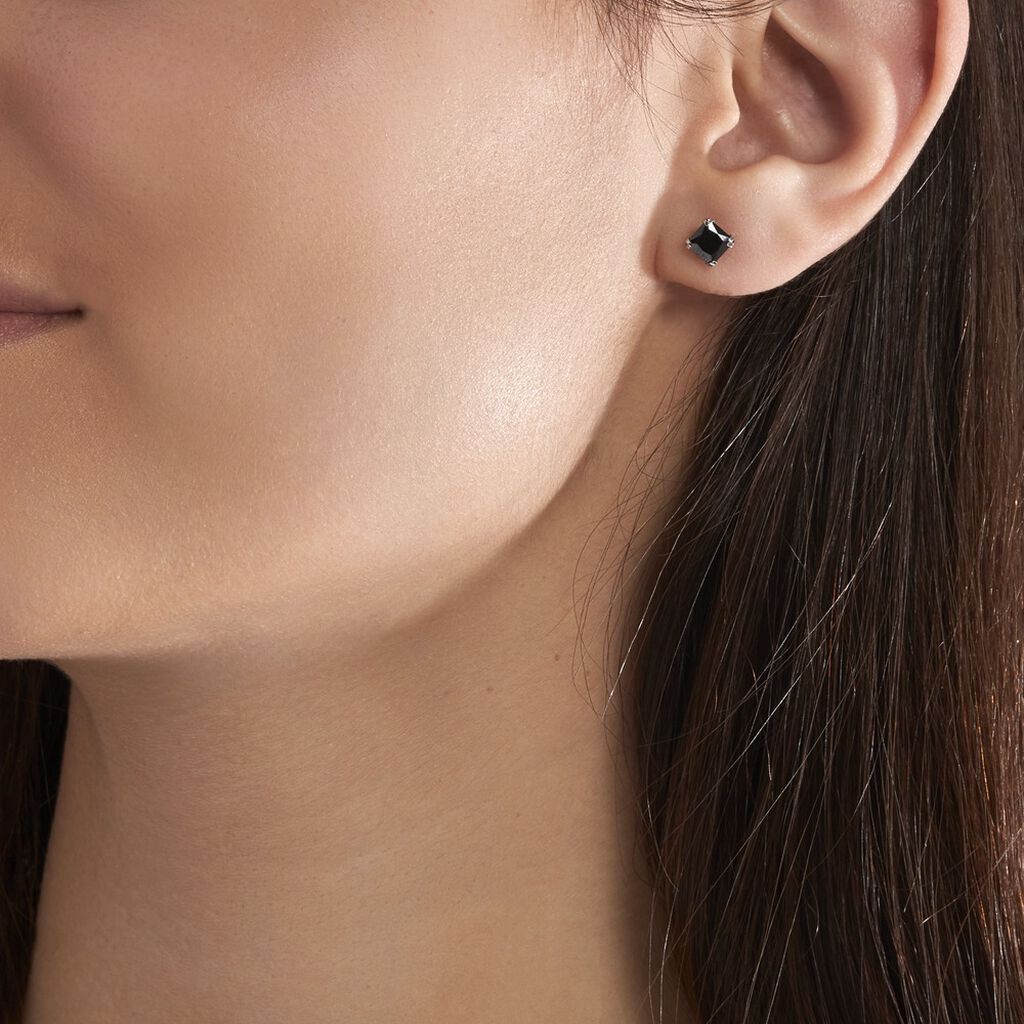 Boucle D'oreille Puce Unitaire Unitaire Or Blanc Oxyde