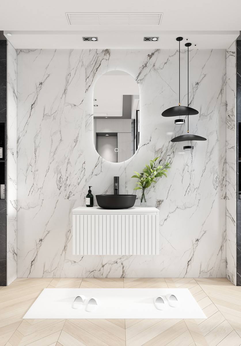 Fontana Versus onderkast 80cm met 1 softclose lade en ribbelfront mat wit