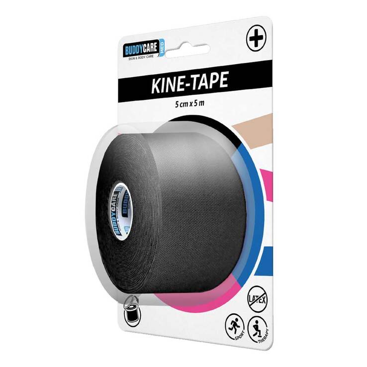 Kine-Tape latexfrei Buddycare med 5cmx5m schwarz, 1 St