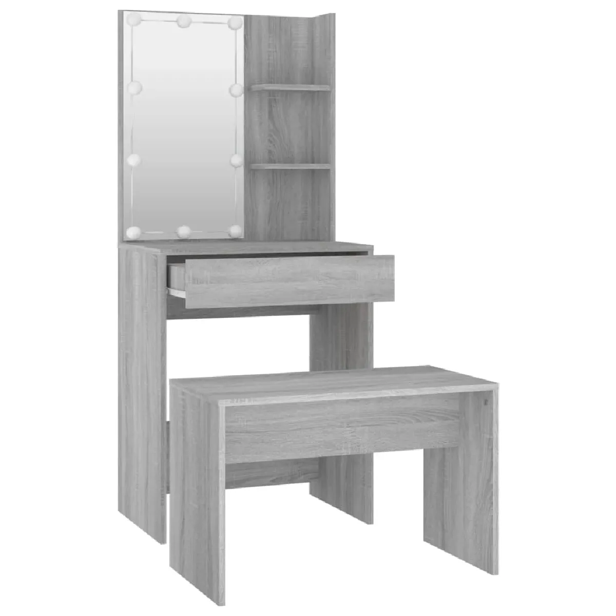 Ensemble de coiffeuse Helloshop26 avec LED - Gris