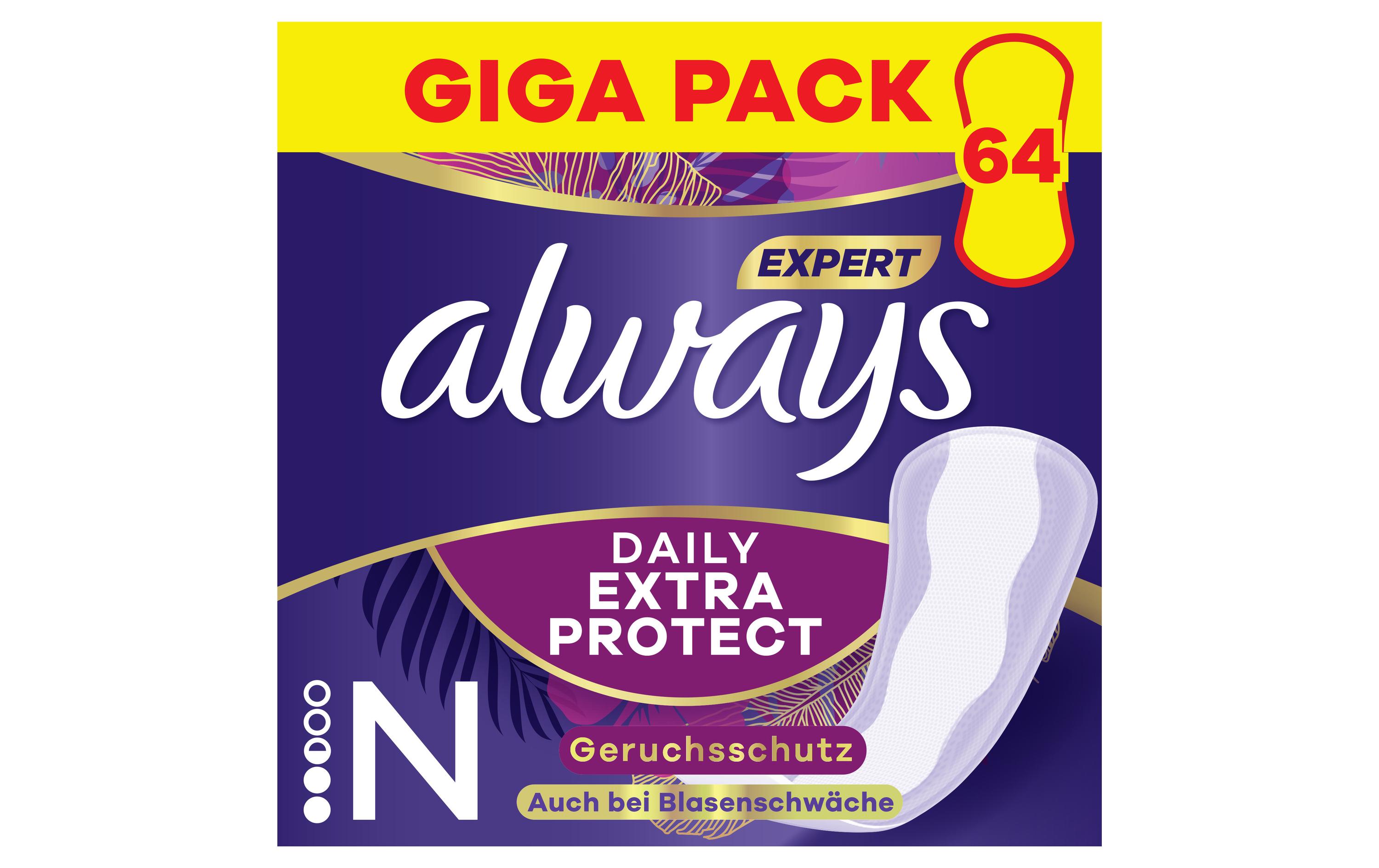 Slipeinlage Expert Daily Protect Normal 64 StückHochwertige Einlagen mit saugfähigem Kern