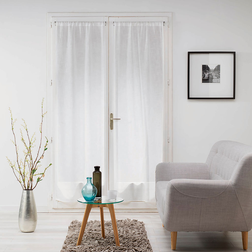Paire de vitrages polyester MILZA blanc 70x200cm