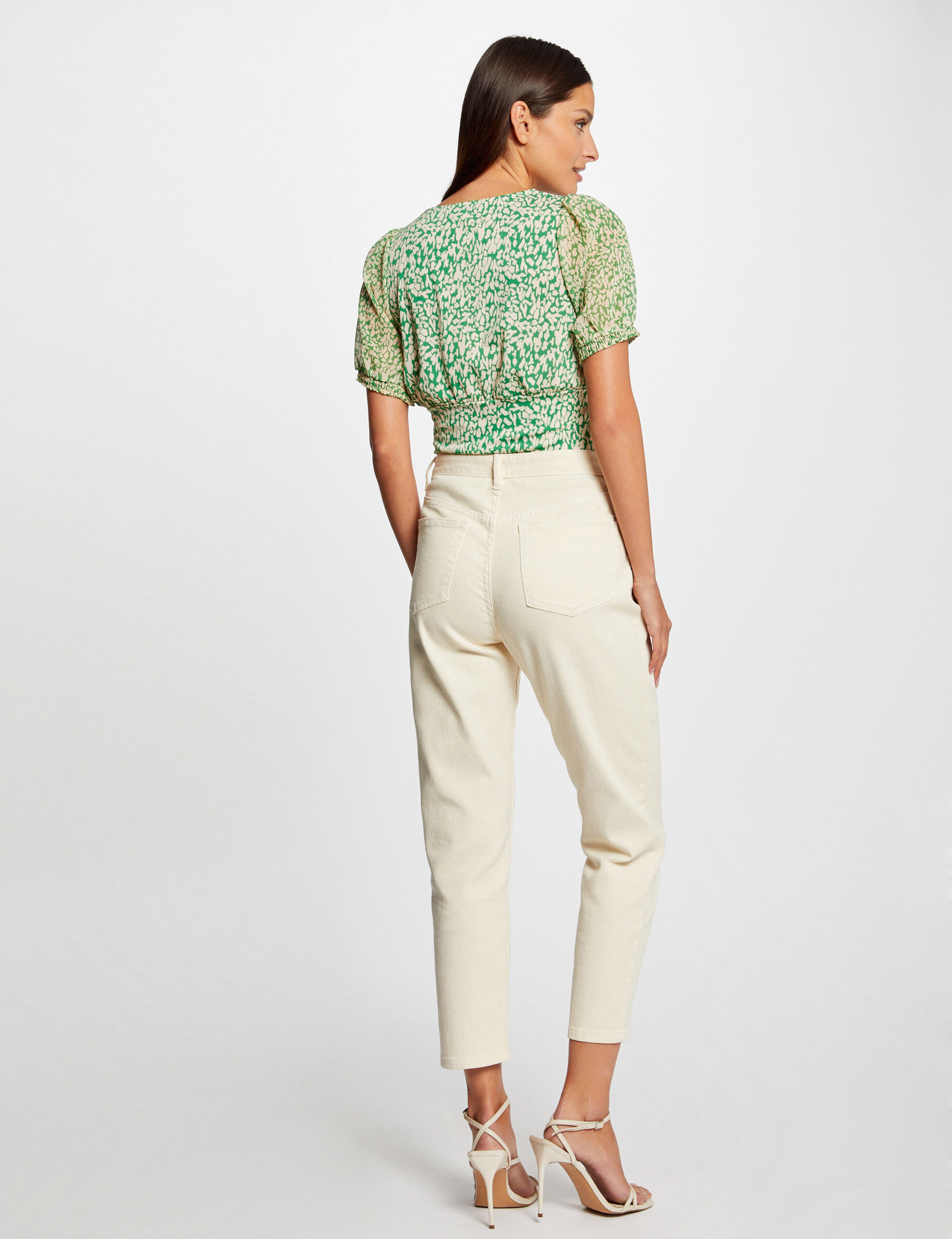 T-shirt manches courtes imprimé abstrait vert femme - vert