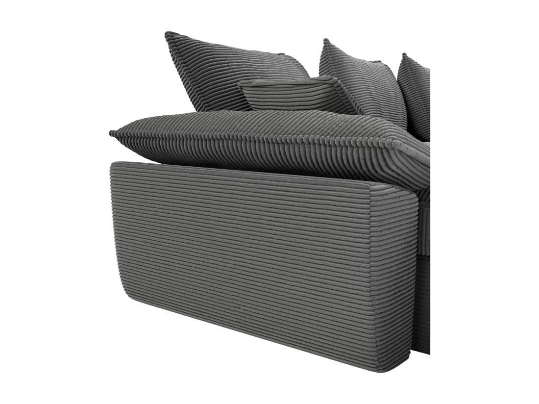 Canapé d'angle gauche convertible en velours côtelé gris foncé avec coffre de rangement GUILLERMO II