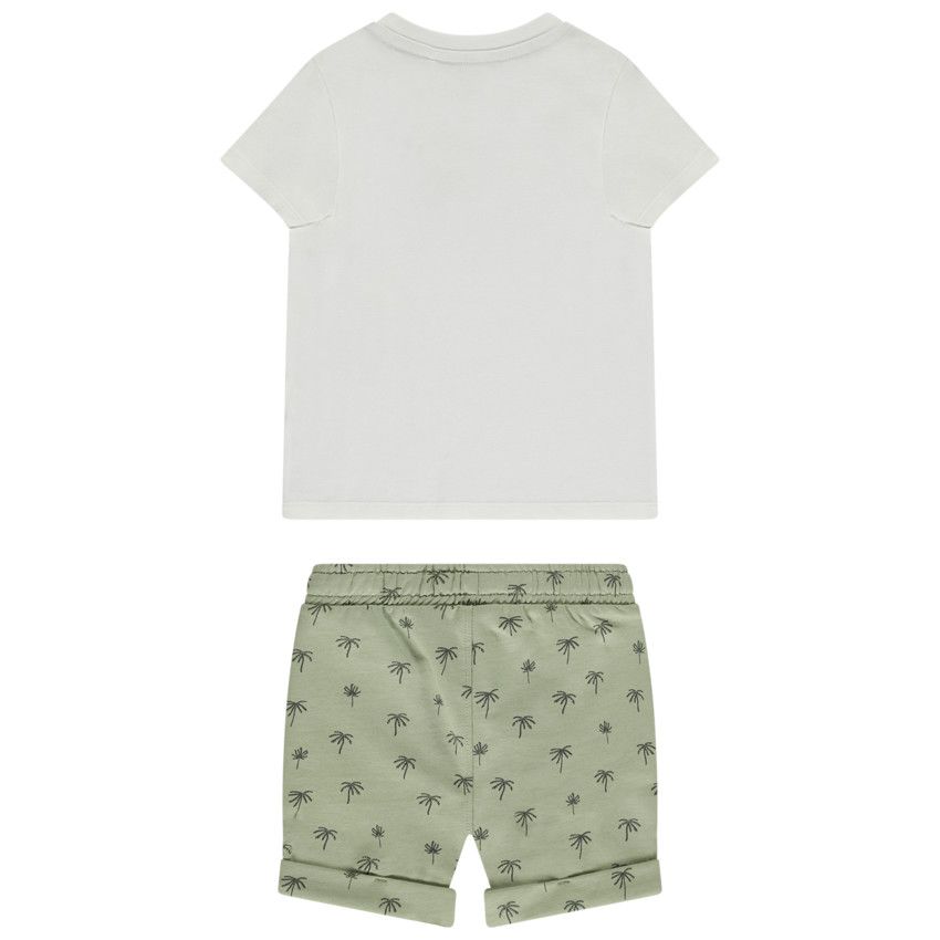 Ensemble 2 pièces motifs palmiers pour bébé garçon - Ecru