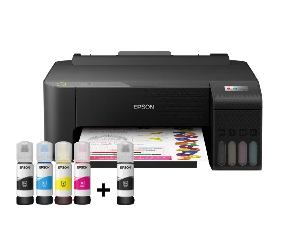 Epson L1210 - Printer - farve - blækprinter - A4/Legal - 5760 x 1440 dpi - op til 10 spm (mono) / op til 5 spm (farve) - kapacitet: 100 ark - USB - sort