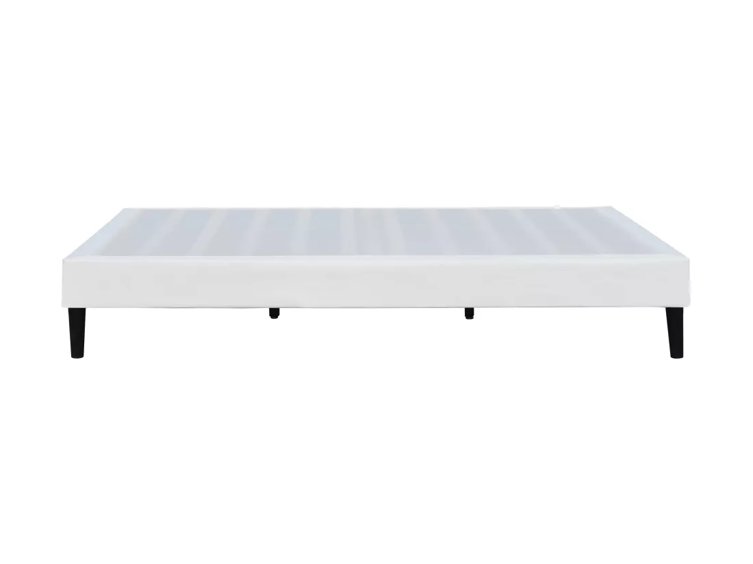 Sommier 180x200 cm déhoussable blanc avec pieds 20 cm et 2x13 lattes - Tissu polyester 220 gr/m2