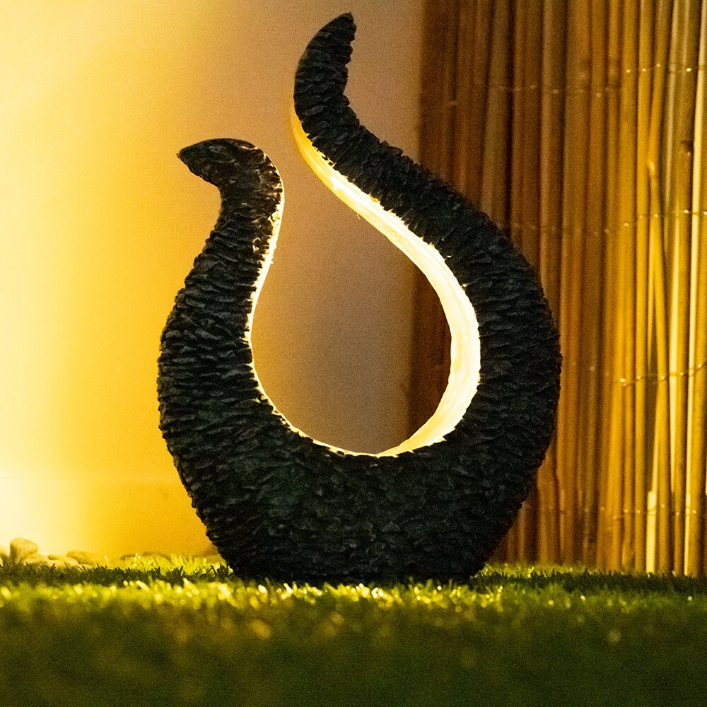 LED Solarleuchte, Skulptur, grau, gold