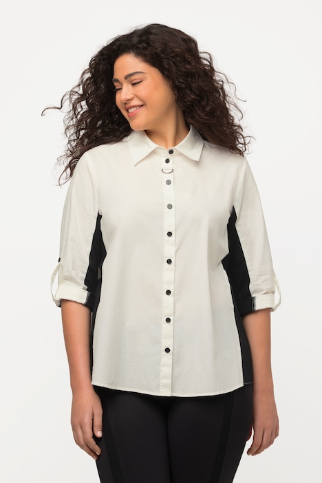 Hemdbluse, farbige Einsätze, Hemdkragen, Langarm
