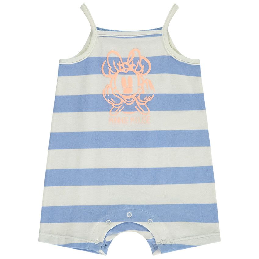 Combishort rayée puff print Minnie Disney pour bébé fille - Ecru