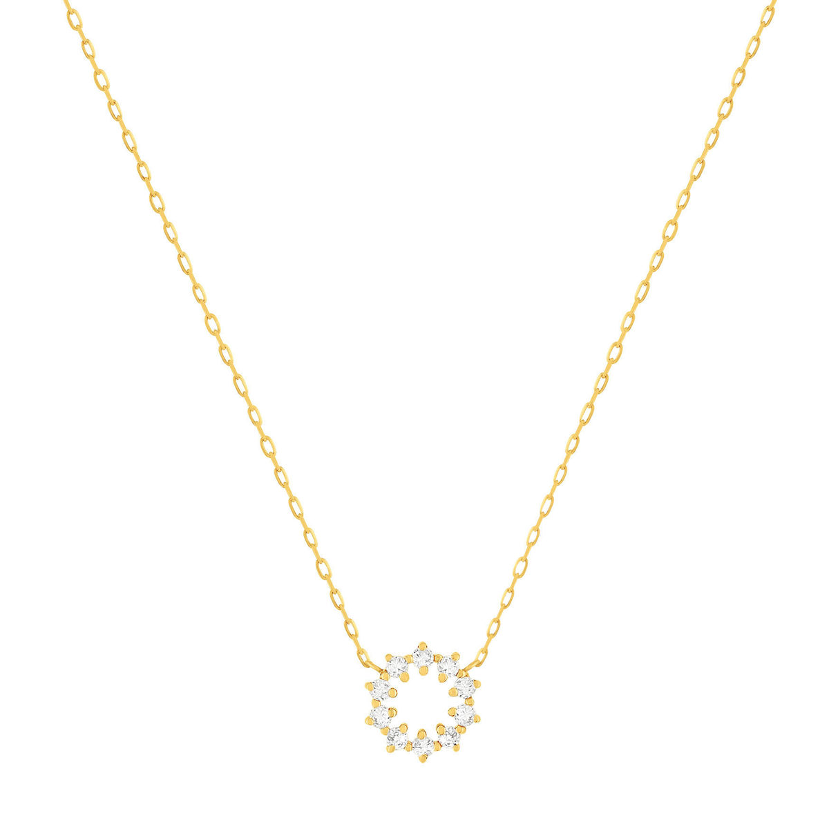 Collier or 375 jaune 10 zirconias 43 cm