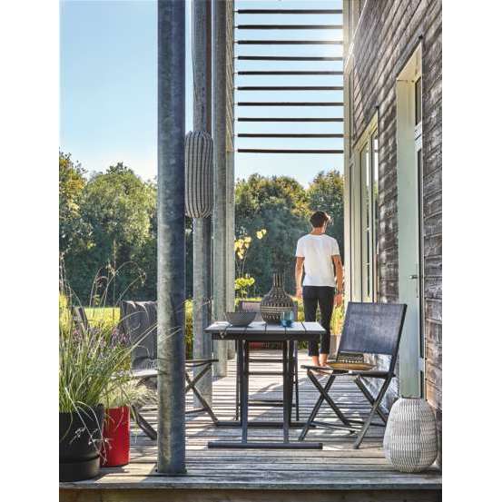 Chaise pliante ERIS en aluminium et toile gris chiné - 57x47x88 cm
