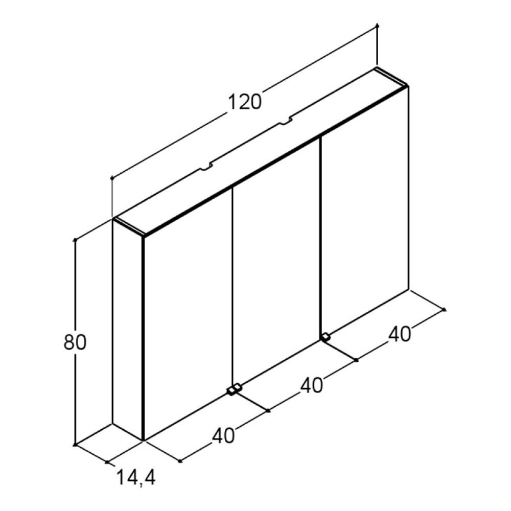 SPEILSKAP SCANBAD PLAIN MED SIDESPEIL 120CM