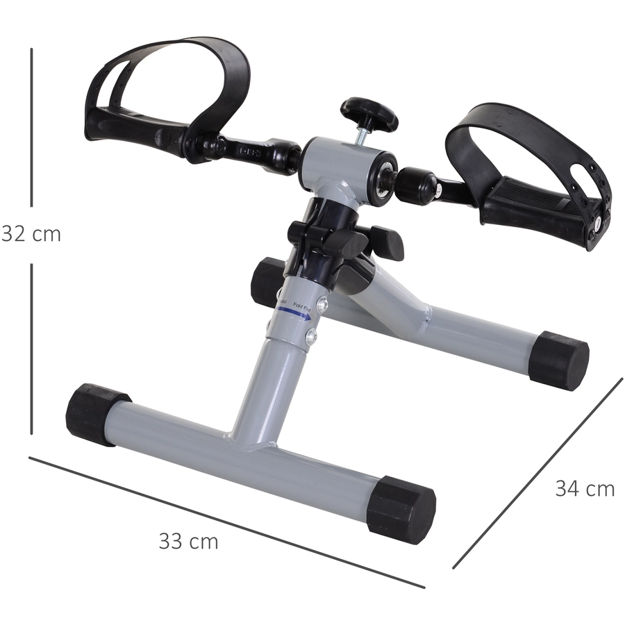 HOMCOM Mini-Heimtrainer faltbar und stufenloser Widerstand silbergrau