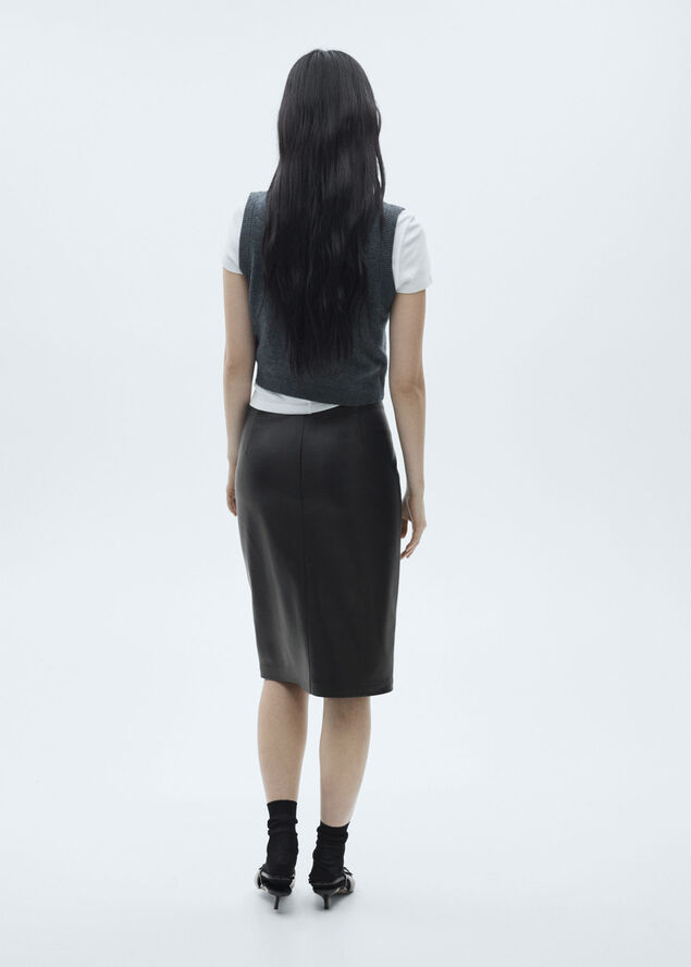 MANGO Faux-leather pencil skirt Black