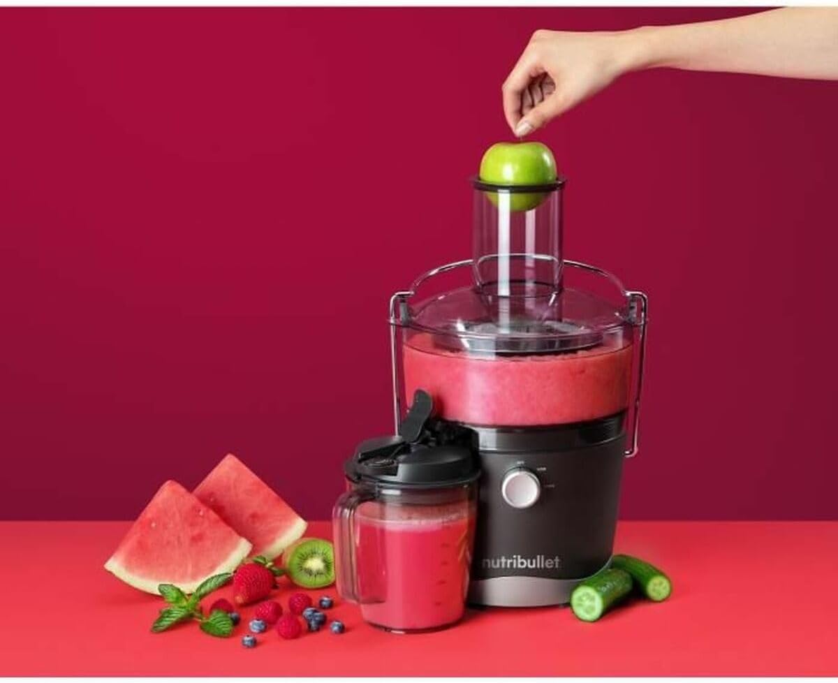 nutribullet Entsafter, Kaltentsafter, Obst- und Gemüseextraktor, Fruchtsaftpresse, Täglicher Gebrauch, Leicht zu Reinigen, 1,5 L Fruchtfleischbehälter, NBJ100G, Black