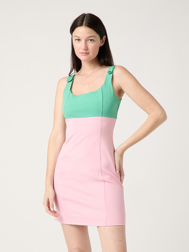 Robe moulante bicolore
