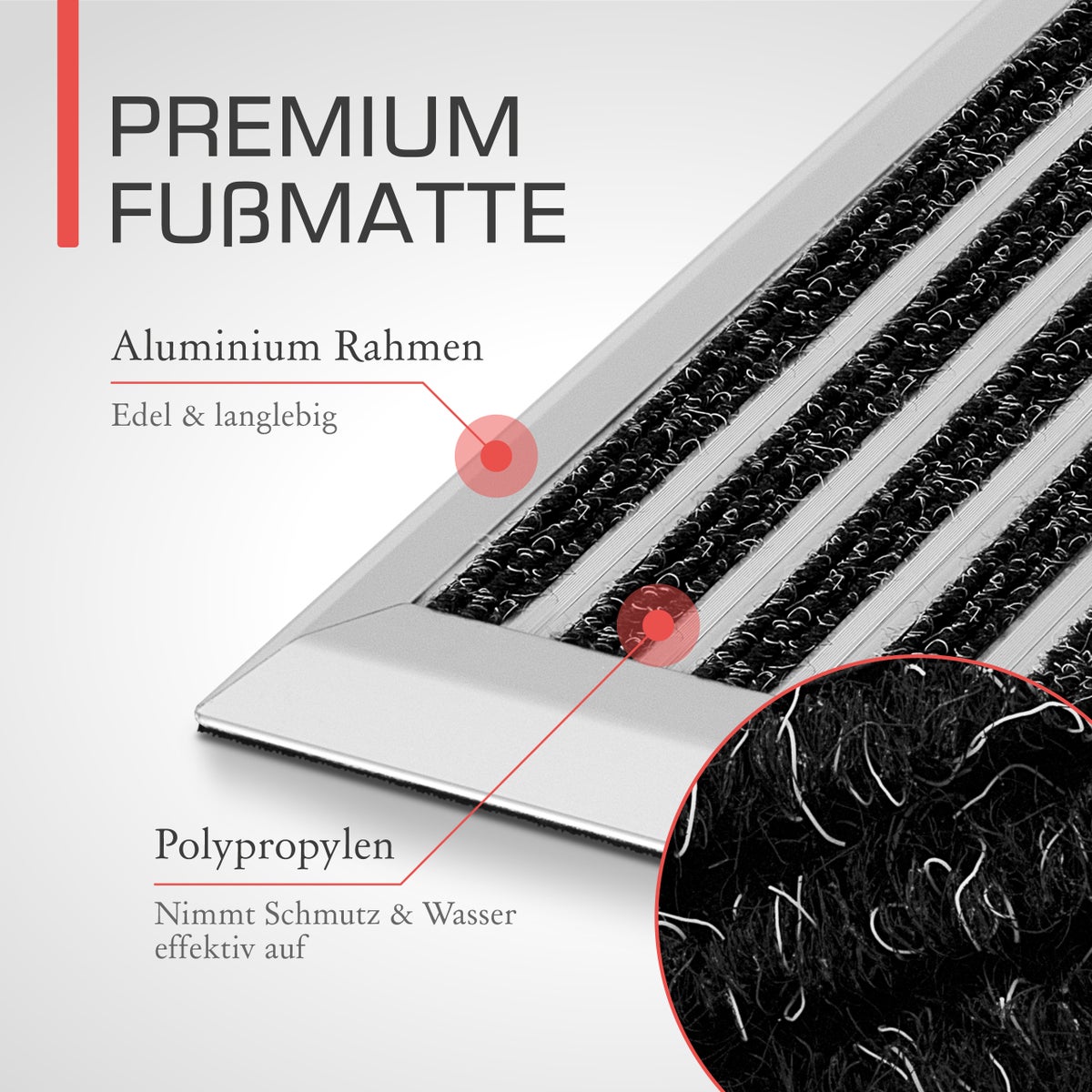 Bomoe AluGant DL Aluminium Vloermat L70xB100xH1.5cm Zilver
