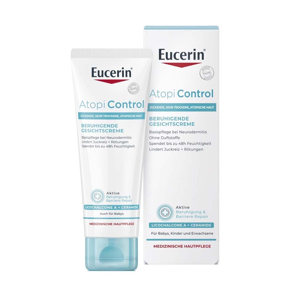 Eucerin® AtopiControl Beruhigende Gesichtscreme – Feuchtigkeitsspendende Pflege für trockene Gesichtshaut - Jetzt 3€ sparen mit Code 