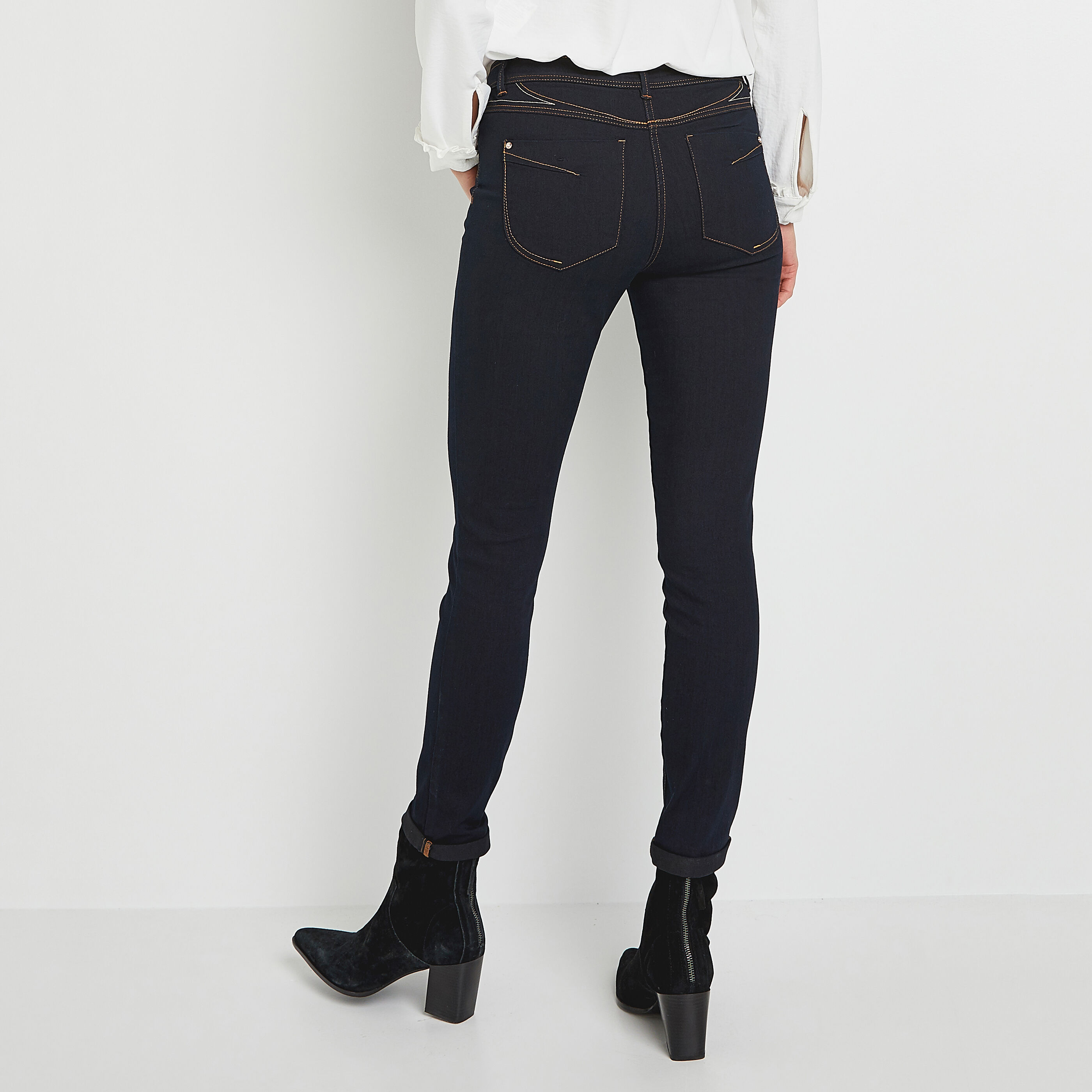 Jean slim TOKYO raccourci femme - BLUE BLACK