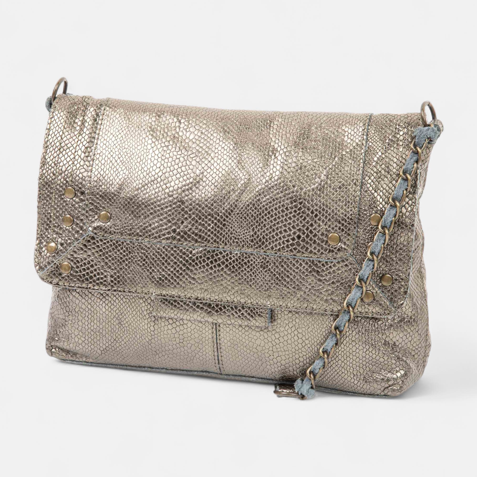 Sac bandoulière en cuir bronze